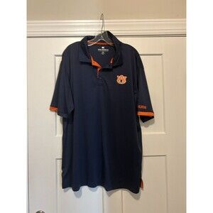 Auburn Tigers Polo Golf Shirt Mens XXL Colosseum Polyester Navy Blue Orange EUC